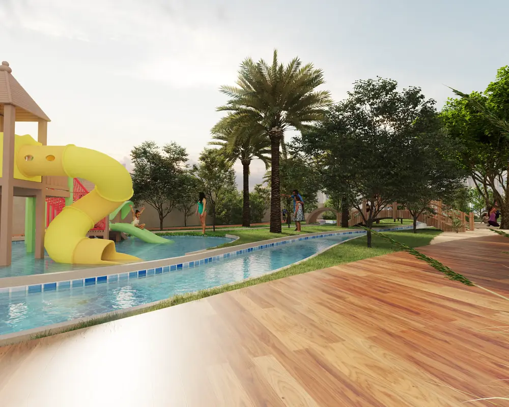 Kids' pool & slide, Maimoon Gardens, developer render